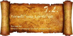 Tormássy Loránd névjegykártya