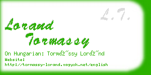 lorand tormassy business card